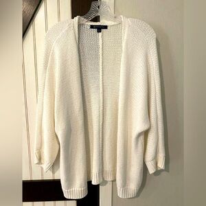 Brooks Brothers Viscose Blend Open Front Cardigan White/Gold Blend